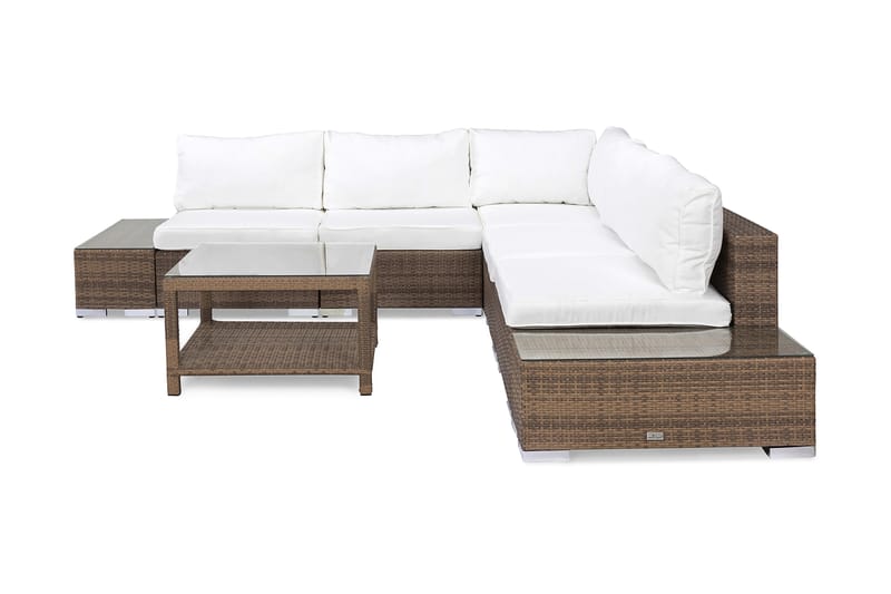 Loungegruppe Bahamas 5 Pers 1 Bord 75x75 - 2 Avslutninger Sand - Loungegrupper - Sofagruppe utendørs