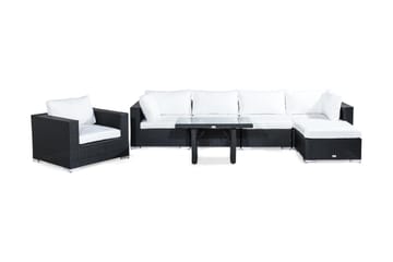 Loungegruppe Bahamas 6-seter - Svart Bord Lenestol Divan - Hagemøbler & utemiljø - Loungemøbler - Loungegrupper
