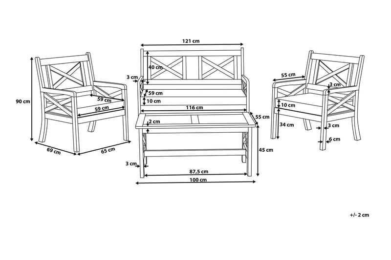Loungegruppe Baltic 100 cm - Hvit - Hagemøbler & utemiljø - Loungemøbler - Loungegrupper