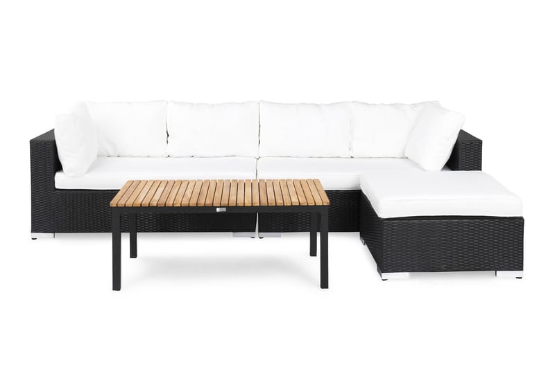 Loungegruppe Florida Kunstrotting Svart - Beige|Hvit|Svart - Loungegrupper - Sofagruppe utendørs