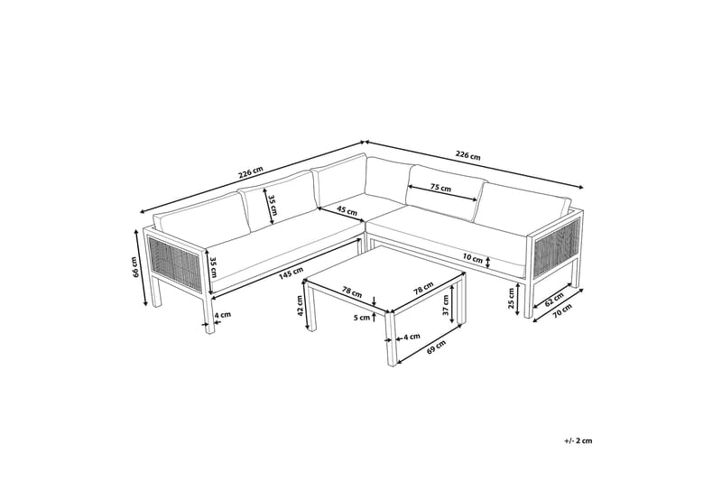 Loungegruppe Hvit/ brun BORELLO - Hvit - Hagemøbler & utemiljø - Loungemøbler - Loungegrupper