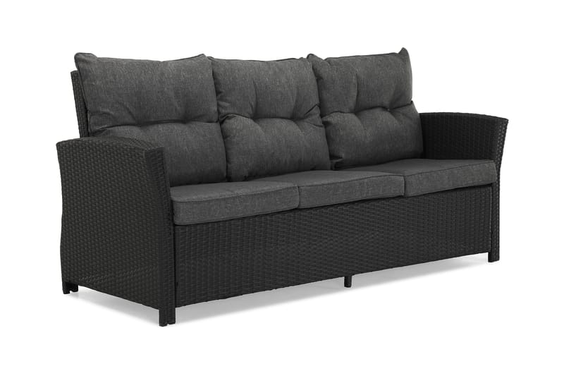 Loungegruppe James Svart/Aintwood - Bord Sofa 2 Skamler+Puter - Loungegrupper - Sofagruppe utendørs