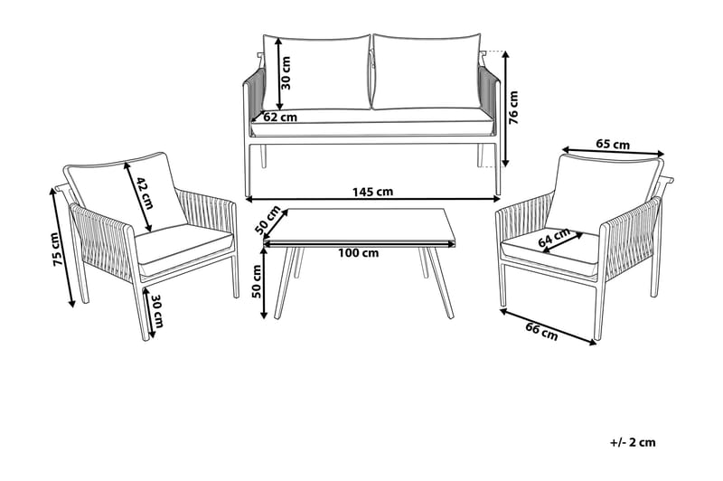 Loungegruppe Latina 66 cm - Hvit - Loungegrupper - Sofagruppe utendørs