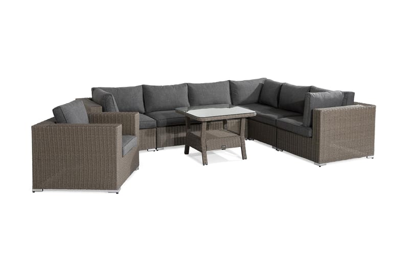 Loungegruppe Marcus - Grått Bord Hjørnesofa Lenestol - Hagemøbler & utemiljø - Loungemøbler - Loungegrupper