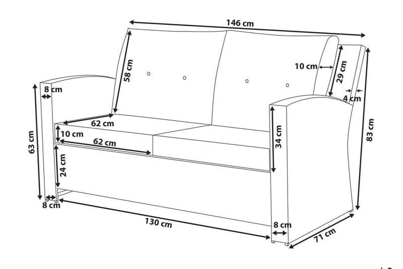 Loungegruppe Marino 146 cm - Hvit - Loungegrupper - Sofagruppe utendørs