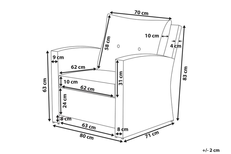 Loungegruppe Marino 146 cm - Hvit - Loungegrupper - Sofagruppe utendørs