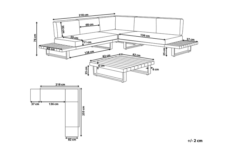 Loungegruppe Mykonos 256 cm - Tre | Natur - Hagemøbler & utemiljø - Loungemøbler - Loungegrupper