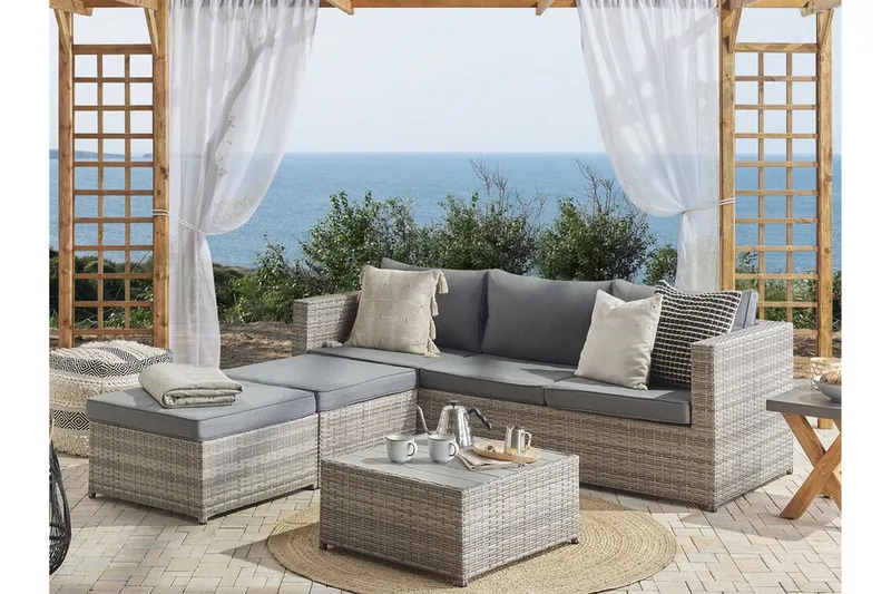 Loungegruppe rødgrå SABBIA - Grå - Hagemøbler & utemiljø - Loungemøbler - Loungegrupper