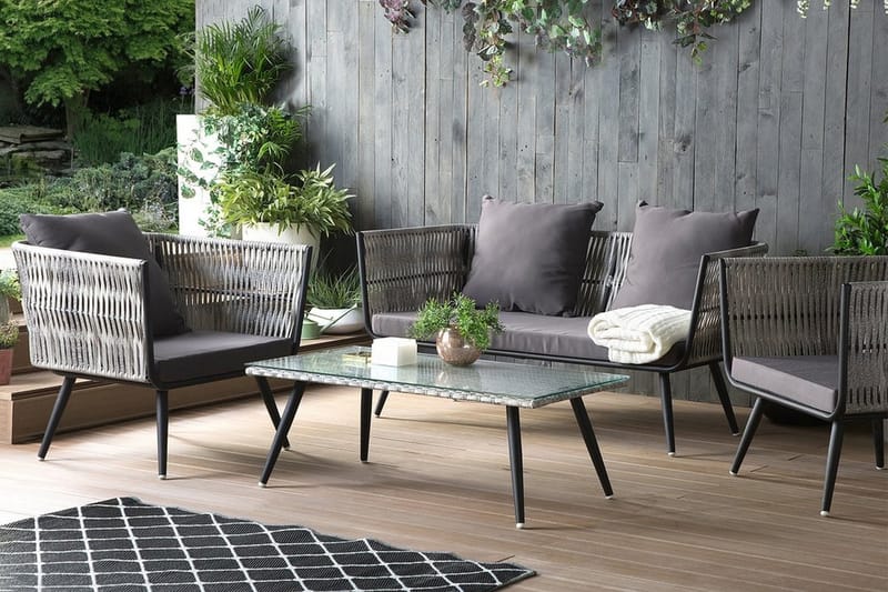 Loungegruppe Ragusa 156 cm - Grå - Loungegrupper - Sofagruppe utendørs