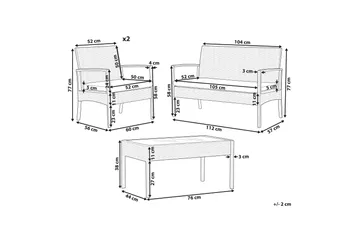 Loungegruppe utendørs 4-seters kunstrotting lysebrun MARSALA - Tre/natur - Hagemøbler & utemiljø - Loungemøbler - Loungegrupper