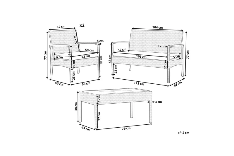 Loungegruppe utendørs 4-seters kunstrotting lysebrun MARSALA - Tre/natur - Hagemøbler & utemiljø - Loungemøbler - Loungegrupper