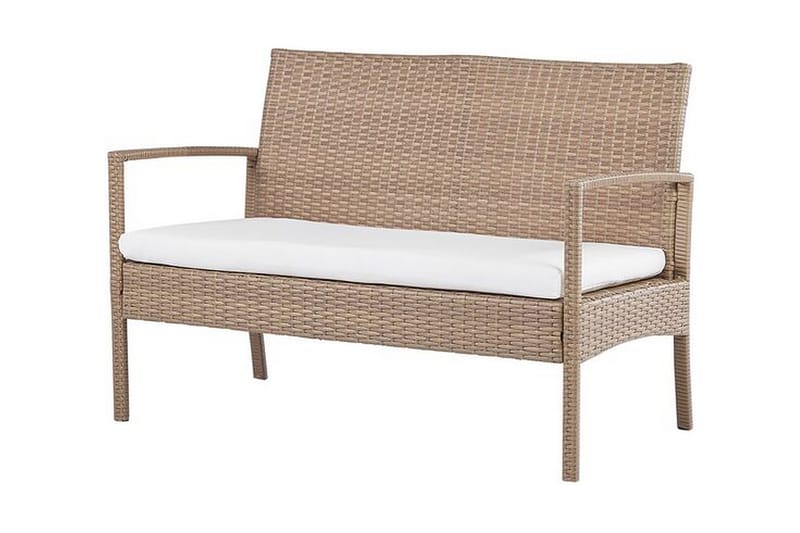 Loungegruppe utendørs 4-seters kunstrotting lysebrun MARSALA - Tre/natur - Hagemøbler & utemiljø - Loungemøbler - Loungegrupper