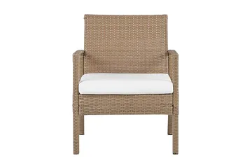 Loungegruppe utendørs 4-seters kunstrotting lysebrun MARSALA - Tre/natur - Hagemøbler & utemiljø - Loungemøbler - Loungegrupper