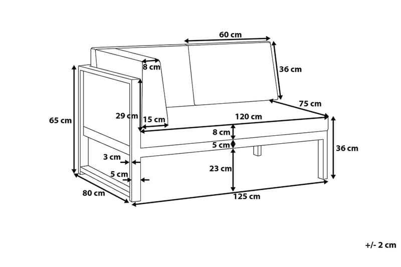 Loungegruppe Vinci 120 cm - Grå - Loungegrupper - Sofagruppe utendørs