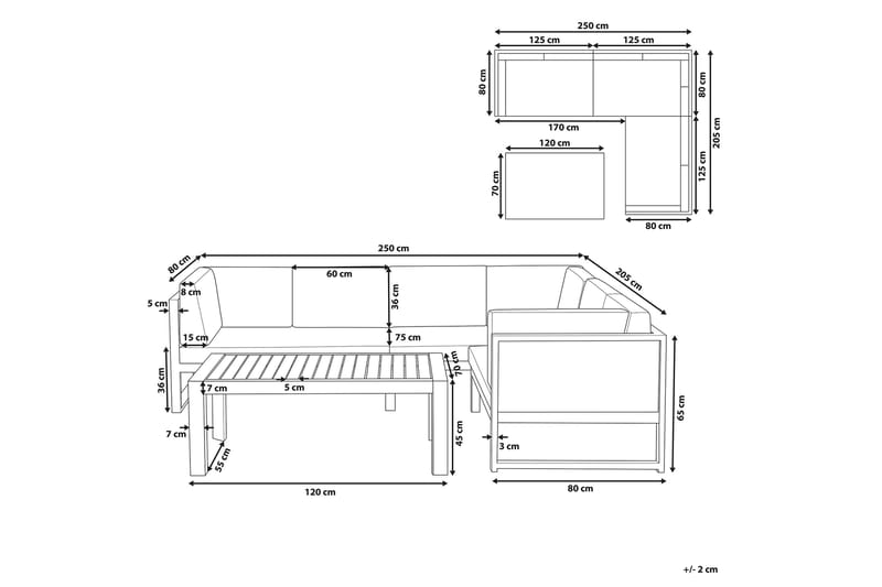 Loungegruppe Vinci 120 cm - Grå - Loungegrupper - Sofagruppe utendørs