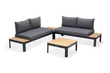 Loungegruppe Portals 4-seter - Svart / Teak - Hagemøbler & utemiljø - Loungemøbler - Loungegrupper