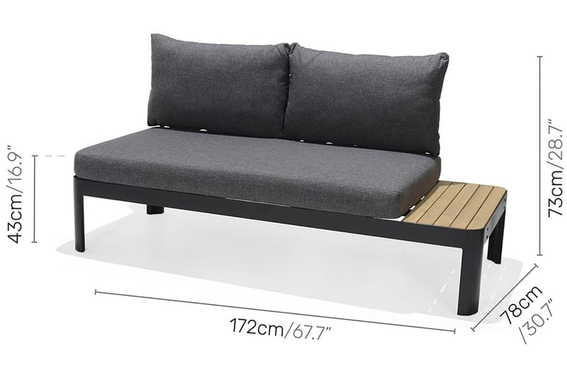Loungegruppe Portals 4-seter - Svart / Teak - Hagemøbler & utemiljø - Loungemøbler - Loungegrupper