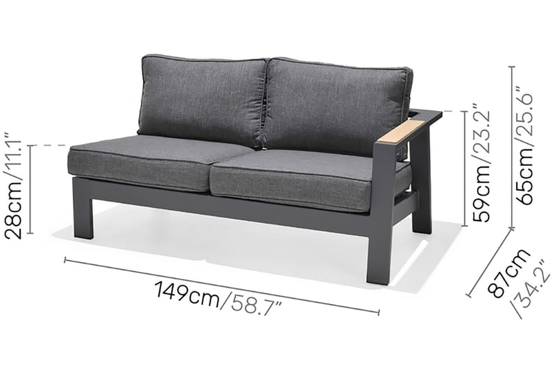 Loungegruppe Palau 5-seter - Tre/Grå - Hagemøbler & utemiljø - Loungemøbler - Loungegrupper