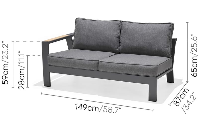 Loungegruppe Palau 5-seter - Tre/Grå - Hagemøbler & utemiljø - Loungemøbler - Loungegrupper