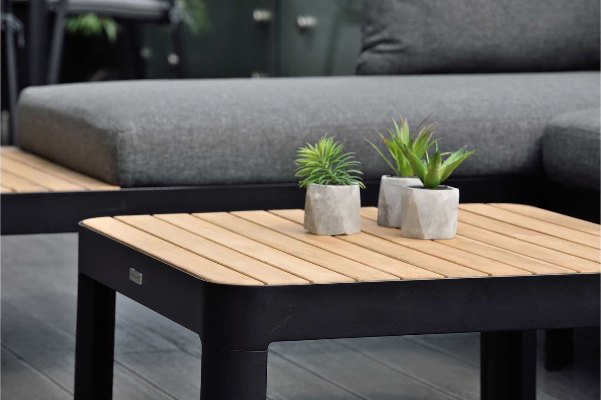 Loungegruppe Portals 4-seter - Svart / Teak - Hagemøbler & utemiljø - Loungemøbler - Loungegrupper