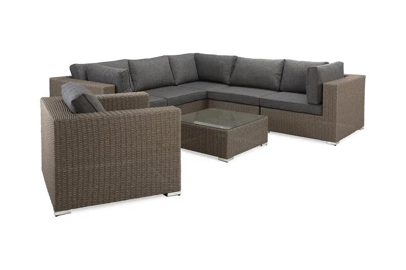 Marcus Loungegruppe - Grått Bord Hjørnesofa Lenestol - Hagemøbler & utemiljø - Loungemøbler - Loungegrupper