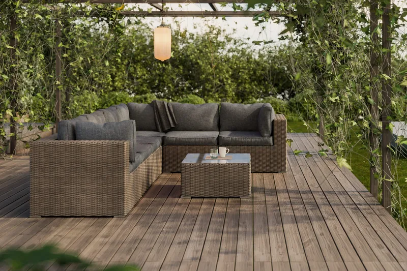 Marcus Loungegruppe - Grått Bord Hjørnesofa - Hagemøbler & utemiljø - Loungemøbler - Loungegrupper