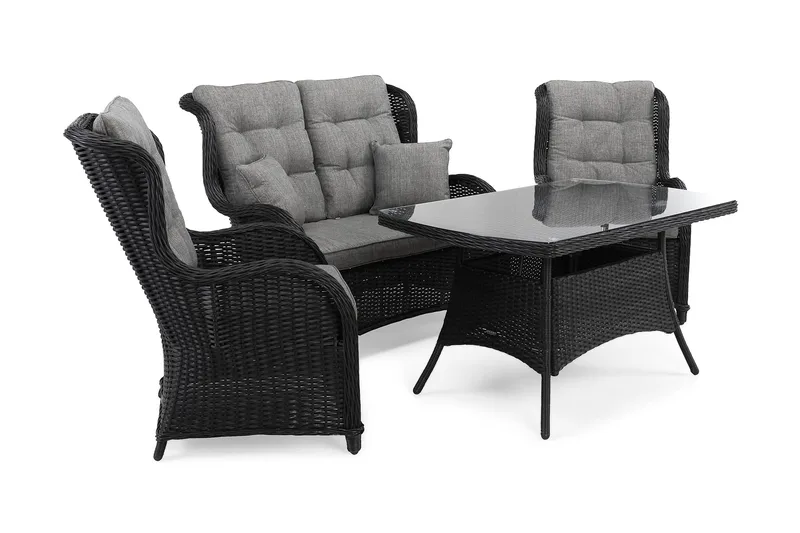 Marcus Sofagruppe 2-seter Ink. Lenestoler - Svart - Hagemøbler & utemiljø - Loungemøbler - Loungegrupper