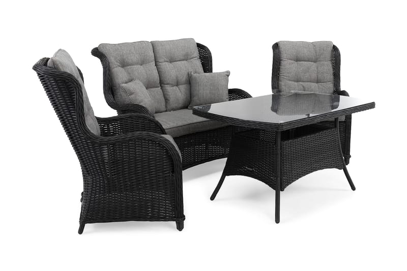 Marcus Sofagruppe 2-seter Ink. Lenestoler - Svart - Hagemøbler & utemiljø - Loungemøbler - Loungegrupper