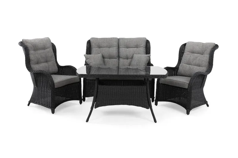 Marcus Sofagruppe 2-seter Ink. Lenestoler, Svart