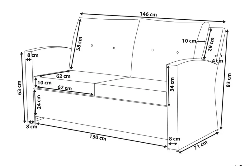 Marino Loungegruppe 146 cm - Hvit - Hagemøbler & utemiljø - Loungemøbler - Loungegrupper
