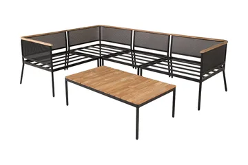 Nettan hjørneloungegruppe utendørs med puter - Svart - Hagemøbler & utemiljø - Loungemøbler - Loungegrupper