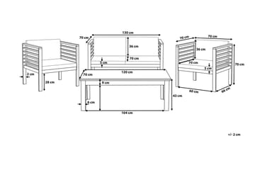 Pacific Loungegruppe 130 cm - Tre / Natur - Hagemøbler & utemiljø - Loungemøbler - Loungegrupper
