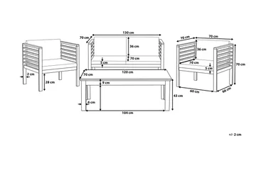 Pacific Loungegruppe 130 cm - Tre / Natur - Hagemøbler & utemiljø - Loungemøbler - Loungegrupper