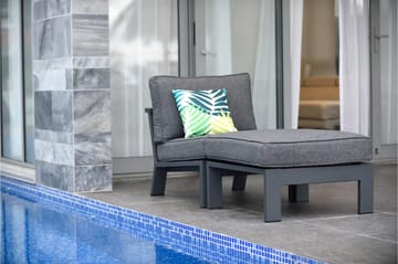 Palau Lenestol med Fotskammel - Grå - Hagemøbler & utemiljø - Loungemøbler - Loungestol utendørs