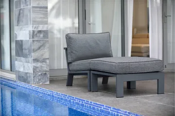 Palau Lenestol med Fotskammel - Grå - Hagemøbler & utemiljø - Loungemøbler - Loungestol utendørs