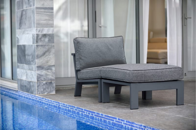 Palau Lenestol med Fotskammel - Grå - Hagemøbler & utemiljø - Loungemøbler - Loungestol utendørs