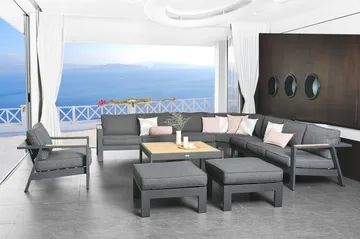 Palau Loungegruppe 5-seter - Tre/Grå - Hagemøbler & utemiljø - Loungemøbler - Loungegrupper