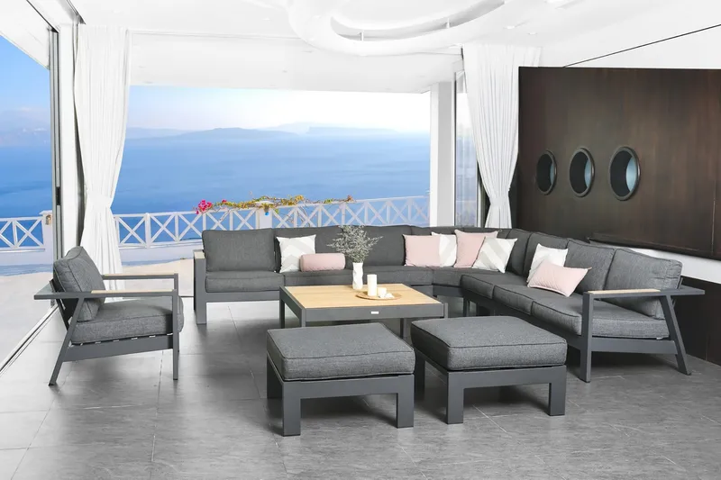 Palau Loungegruppe 5-seter - Tre/Grå - Hagemøbler & utemiljø - Loungemøbler - Loungegrupper