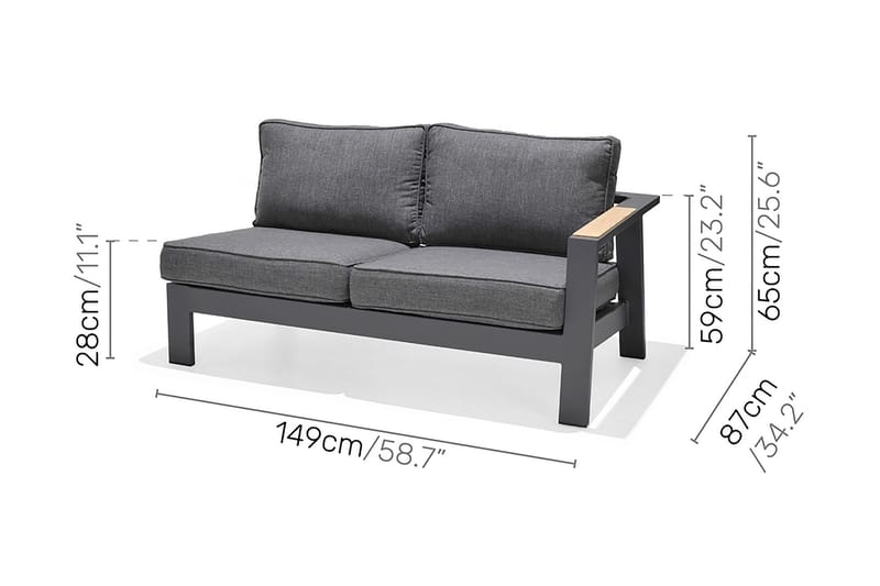 Palau Loungegruppe 6-seter - Tre/Grå - Hagemøbler & utemiljø - Loungemøbler - Loungegrupper