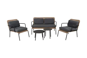 Paola loungegruppe utendørs med puter - Svart - Hagemøbler & utemiljø - Loungemøbler - Loungegrupper