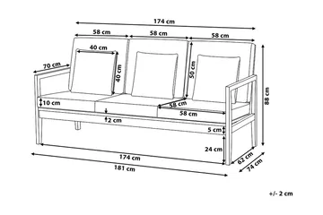 Pataja Loungegruppe 197 cm - Grå - Hagemøbler & utemiljø - Loungemøbler - Loungegrupper