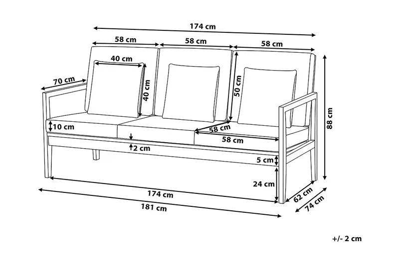 Pataja Loungegruppe 197 cm - Grå - Hagemøbler & utemiljø - Loungemøbler - Loungegrupper