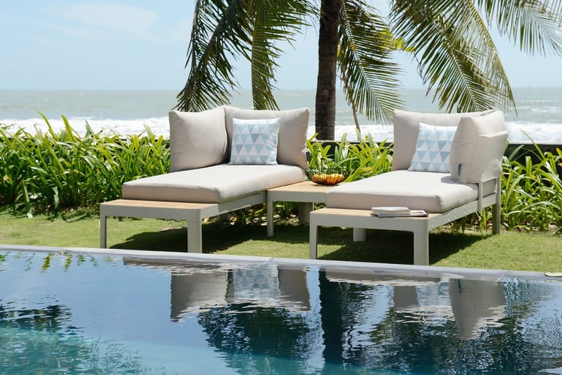 Portals Loungegruppe 4-seter - Hvit/Teak - Hagemøbler & utemiljø - Loungemøbler - Loungegrupper