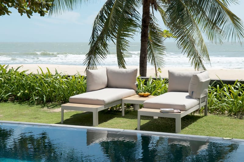 Portals Loungegruppe 4-seter - Hvit/Teak - Hagemøbler & utemiljø - Loungemøbler - Loungegrupper