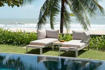 Portals Loungegruppe 4-seter - Hvit/Teak - Hagemøbler & utemiljø - Loungemøbler - Loungegrupper