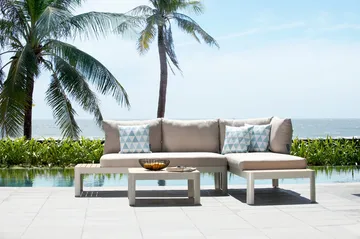 Portals Loungegruppe 4-seter - Hvit/Teak - Hagemøbler & utemiljø - Loungemøbler - Loungegrupper