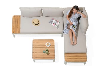 Portals Loungegruppe 4-seter - Hvit/Teak - Hagemøbler & utemiljø - Loungemøbler - Loungegrupper