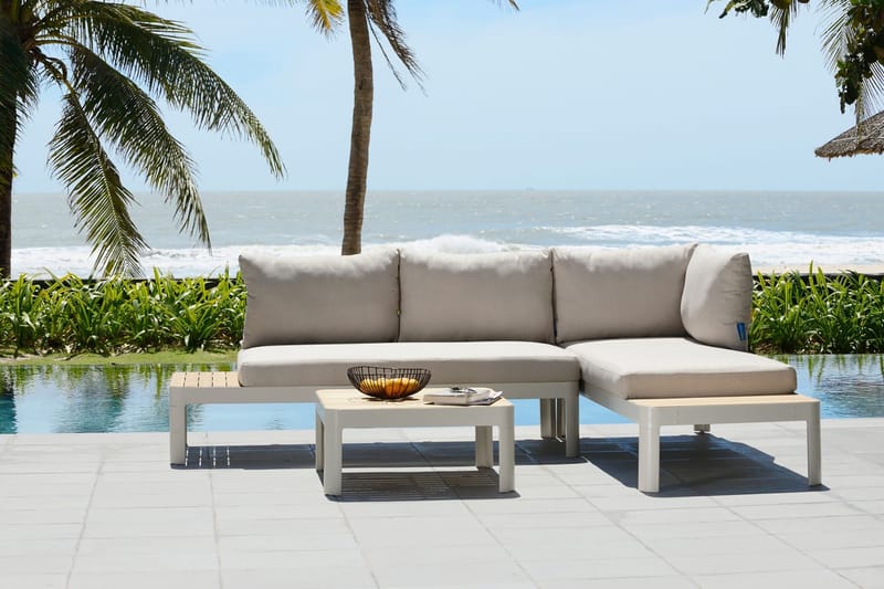 Portals Loungegruppe 4-seter - Hvit/Teak - Hagemøbler & utemiljø - Loungemøbler - Loungegrupper