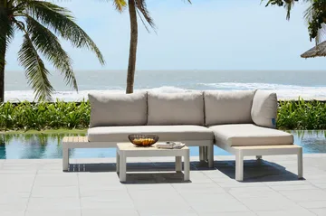 Portals Loungegruppe 4-seter - Hvit/Teak - Hagemøbler & utemiljø - Loungemøbler - Loungegrupper