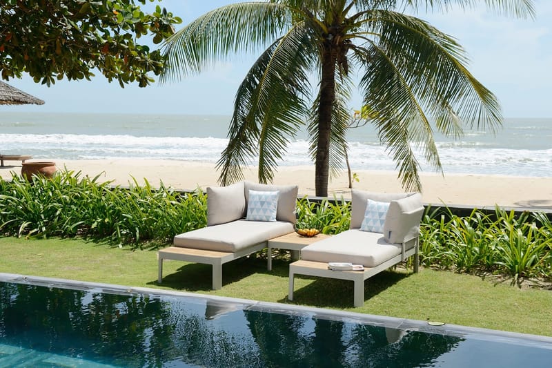 Portals Loungegruppe 4-seter - Hvit/Teak - Hagemøbler & utemiljø - Loungemøbler - Loungegrupper